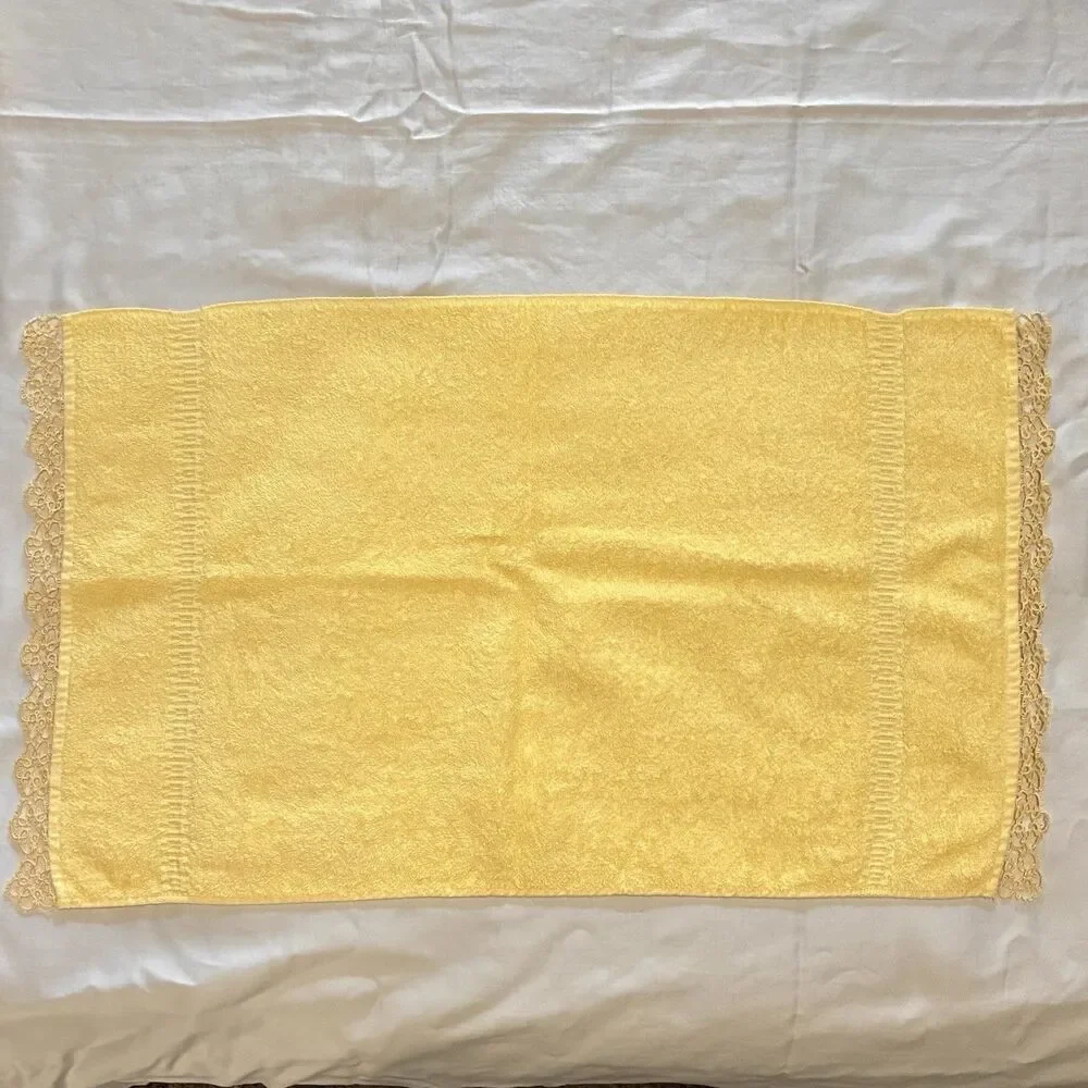Mid Century Cannon Yellow Sunshine Set of Hand Towels 100% Cotton Trade Made USA